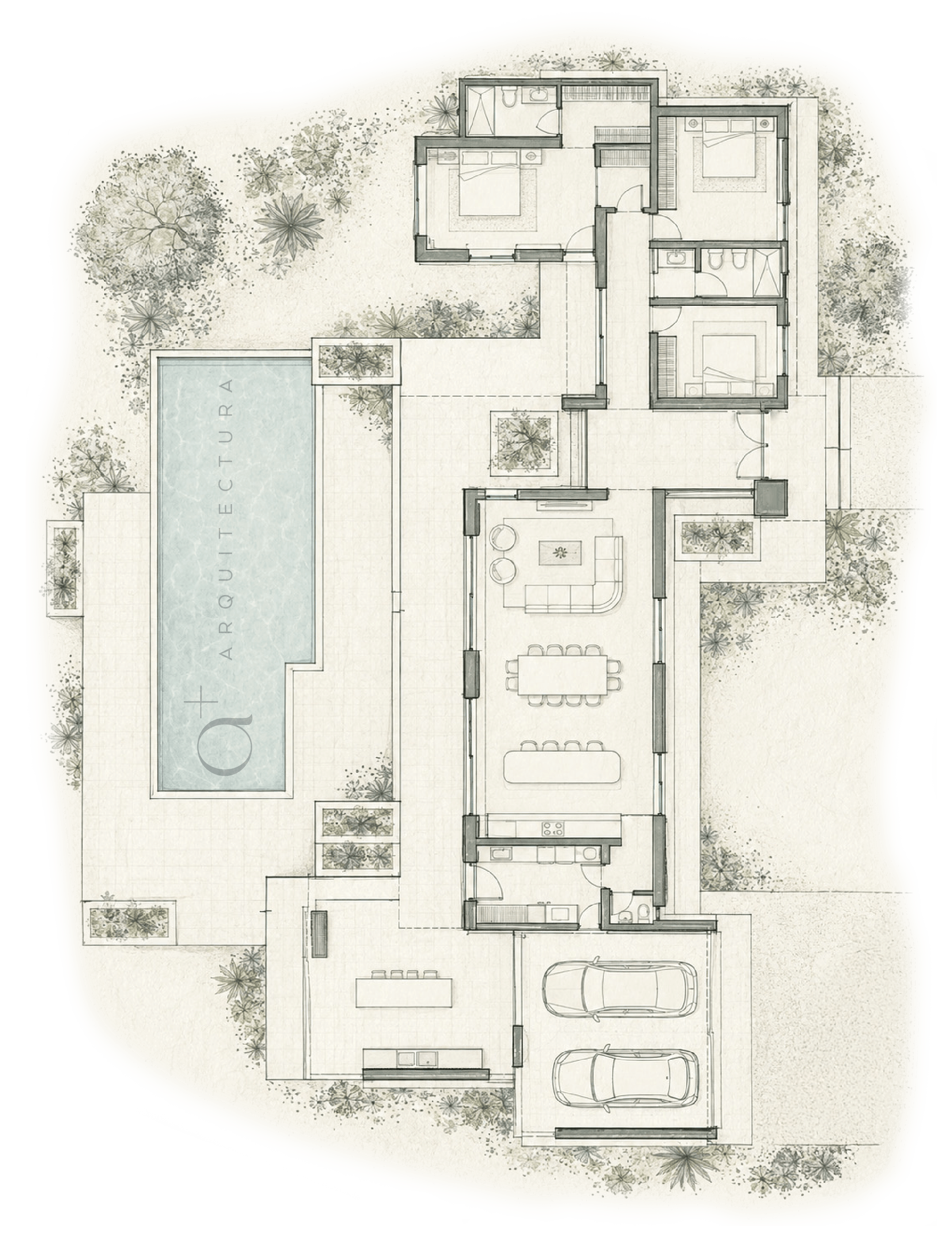 Planta de Casa Patio 01, según la referencia facilitada por el estudio